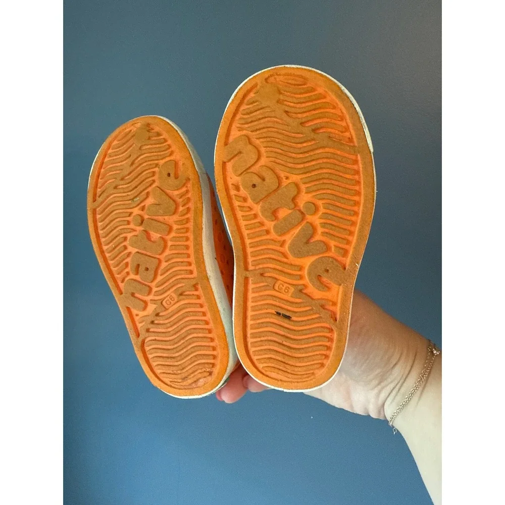 Native Jefferson Toddler Shoes Orange Slip On EVA Water Sneakers C6